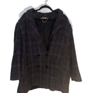 Vintage 80s New York Girl Plaid Wool Blend Double Breasted Coat ILGWU Union Made